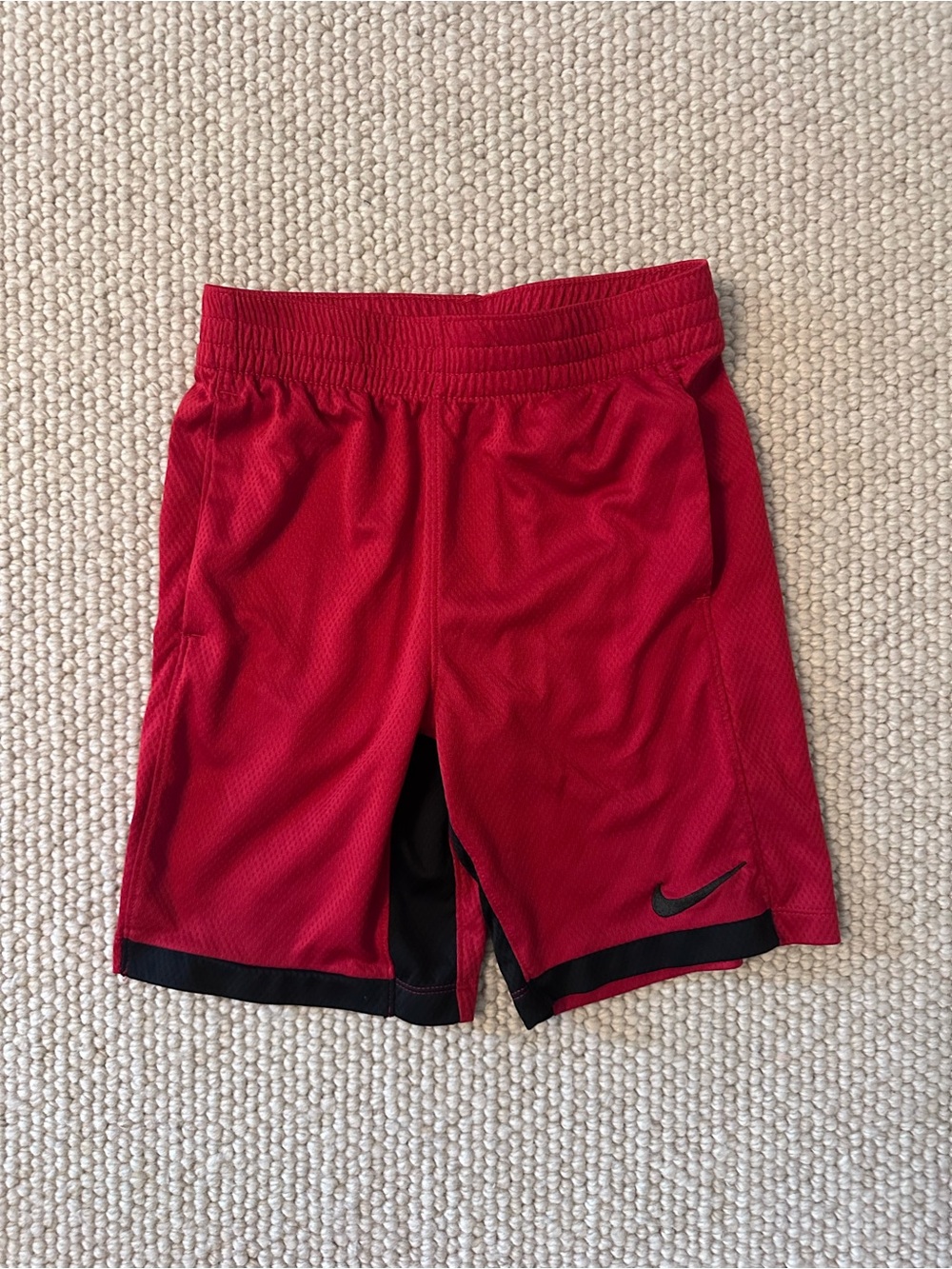 Nike Red Boys' Athletic Shorts with Black Accents
